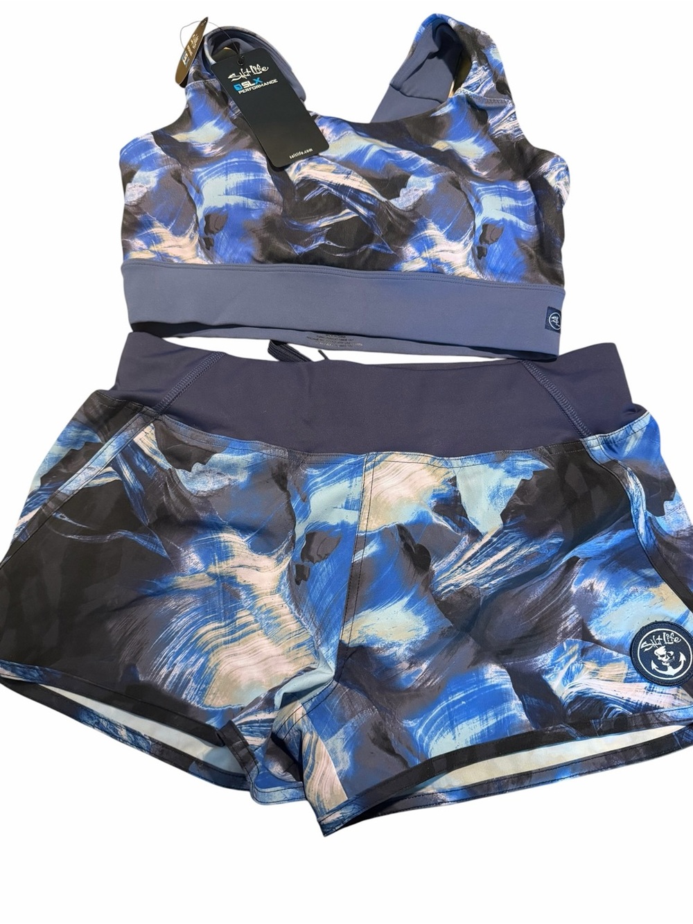 Salt Life Blue and Black Abstract Performance Set